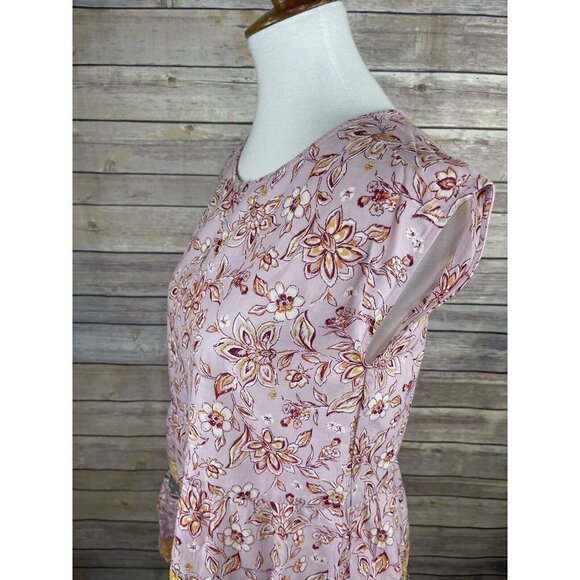 Beach Lunch Lounge XS NWT Tunic Blouse Tiered Ruffled Hem Boho Mixed Floral - Picture 4 of 10
